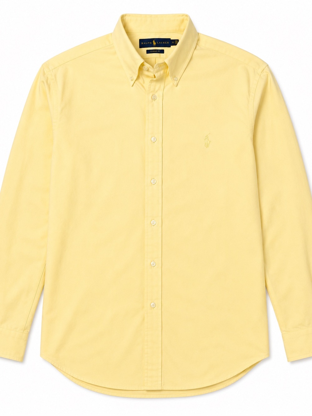 Ralph Lauren Mens Yellow Non-Iron Cotton Button Down Dress Shirt 18 35/37 XL